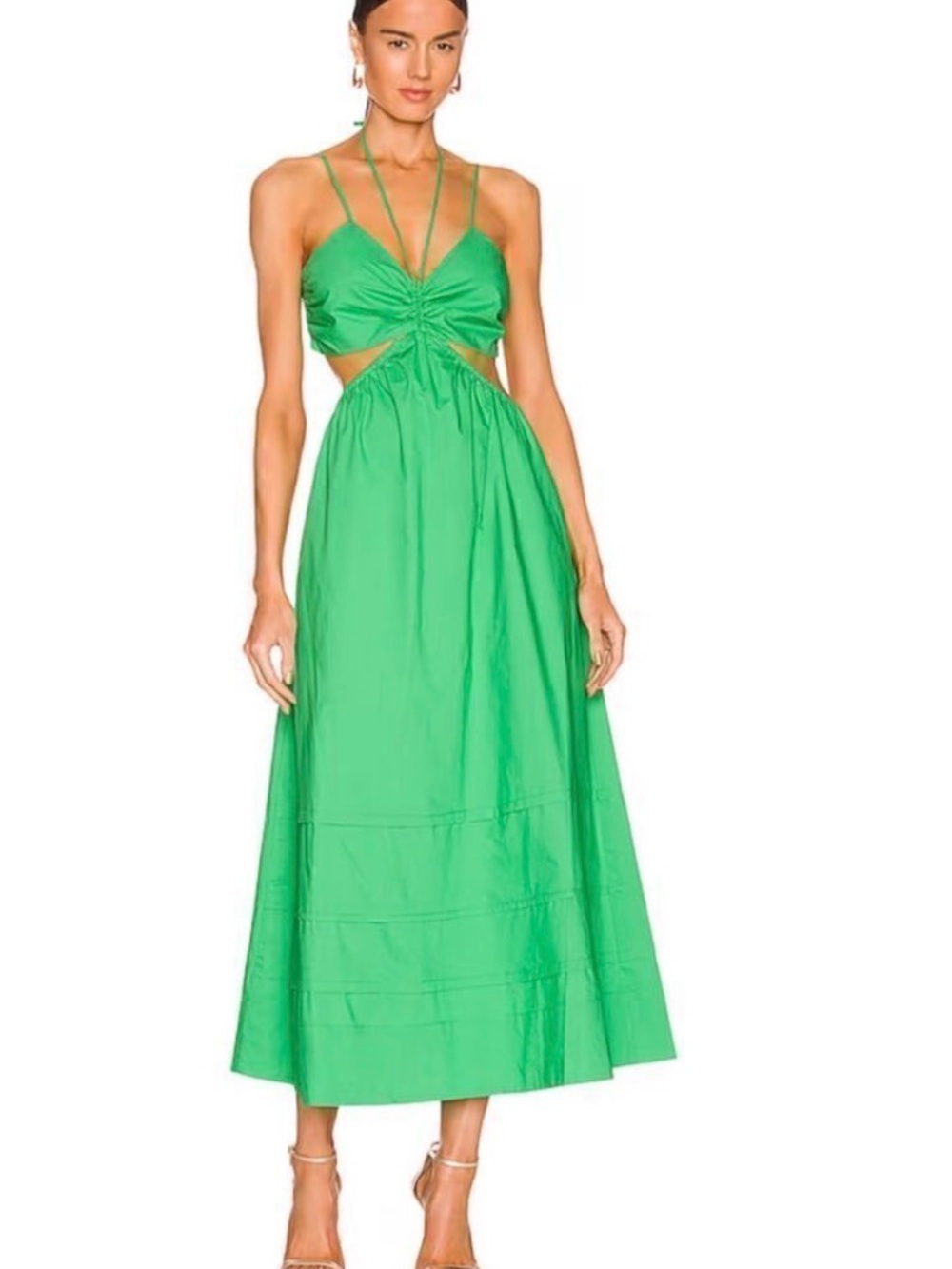NWOT NICHOLAS Bright Green Cutout Maxi Dress with Strappy Halter
